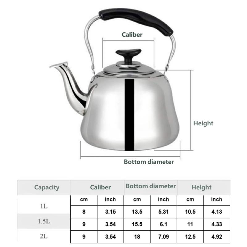 Large Multiple Capacity Whistling Kettle Corrosions Resistant Materials Loud Notification for Boiling Water Compatible Gas Induction Stove
