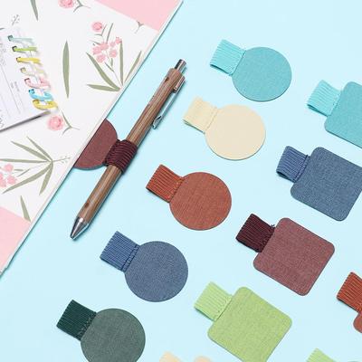 4PCS Useful Convenient Stationery Elastic Loop Self-adhesive Pen Holder Leather Pen Clips Notebook