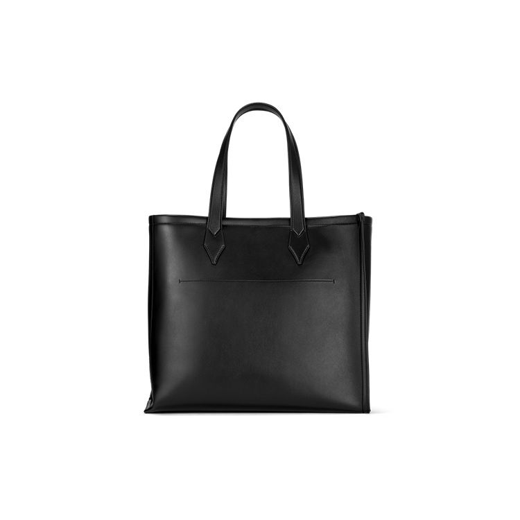 Montblanc Classico Series Solid Color Vintage Palladium Round Ring Leather And Calfskin Tote Bag Men Tote Bags Black 130045