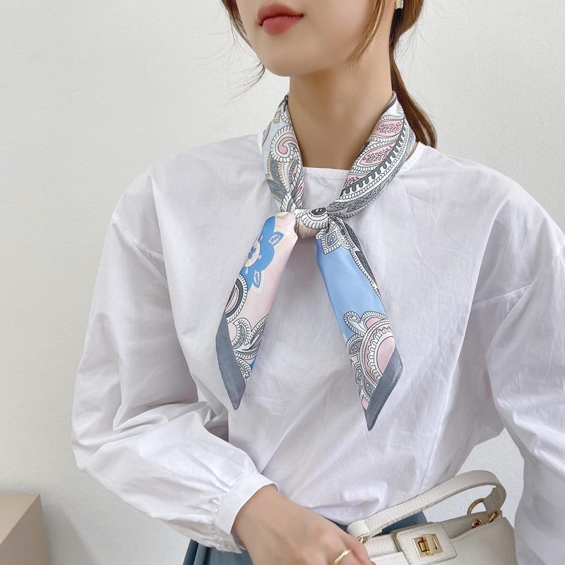 Luxury Printing Silk Square Scarf Women Neck Hair Tie Band Beach Hijab Kerchief Head Headbands Bandana Female Foulard 70cm