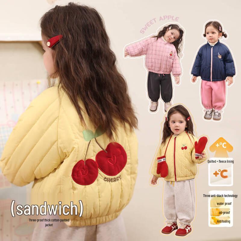 

LUSON Baby Girl s Fleece-Lined Padded Baseball Jacket 110