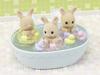 Sylvanian Families Doll and Furniture Set Rabbit Favorite Bath ST Mark Certified Toy Dollhouse for Ages 3 and Sylvanian Epoch [Milk Triplets' Set]