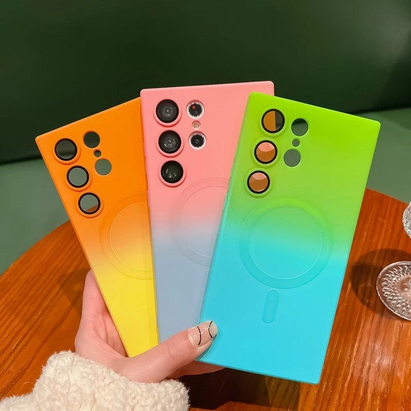 Étui de luxe en Silicone souple pour Samsung Galaxy S23, S22 Ultra Plus, S 22, 23, housse de protection pour objectif de caméra à Charge sans fil