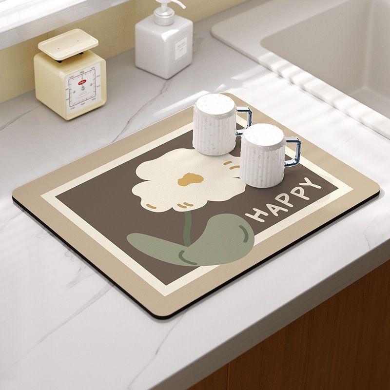 Summer Fruit Flower Kitchen Drainage Mat Retro Style Tableware Drying Mat Absorbent Meal Mat Drainage Tableware Mat Accessories