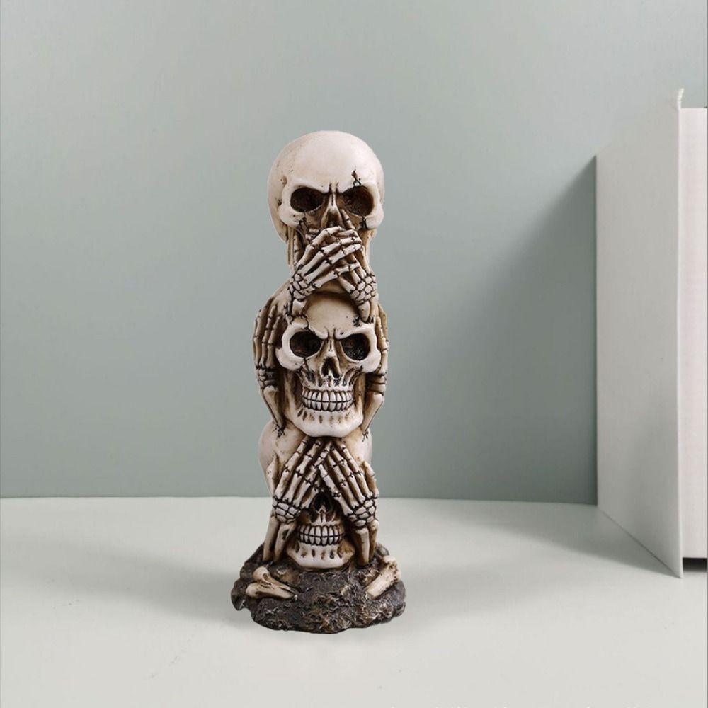 3D Skeleton Character Statues Terrifying Resin Skull Figurine  Ghost Festival
