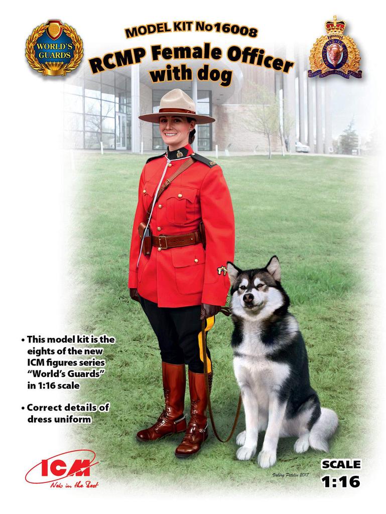 ICM 1/16 Scale Royal Canadian Mounted Police and Police Dog Plastic Model Kit 16008