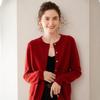 Women's Solid Color Cashmere Cardigan: Twelve-Needle, Round Neck, Loose, Single-Breasted, Slimming, Warm Sweater.