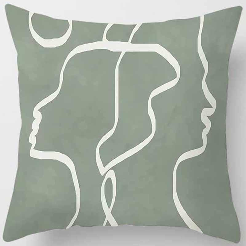 Green-tone Printed Square Pillowcase, Home Decoration, Car Sofa Cushion Cover