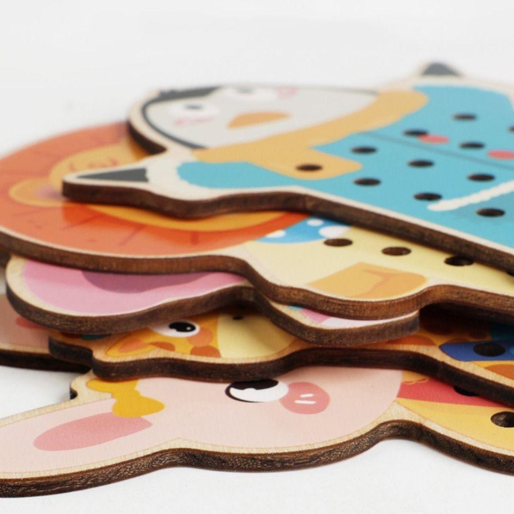 Educational Wooden Lacing Toy Hand-eye Coordination Caterpillars Eat Fruit  Training