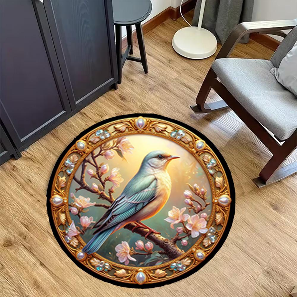 1pc home carpet design for office decor gift living room bedroom non slip colorful hummingbird flowers rug