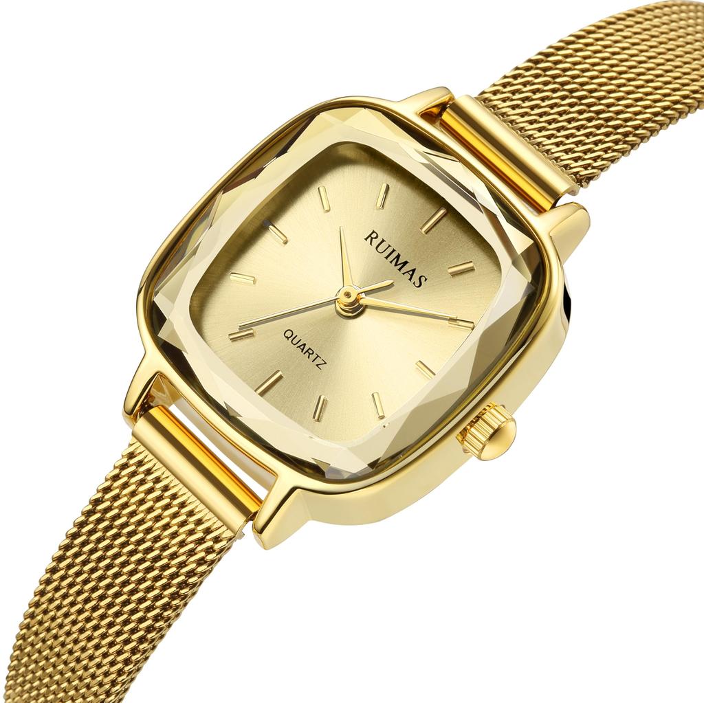Women's Watch Small Simple Waterproof Gold Thin Mesh Belt Fashion Quartz Watch Gold Female Watch