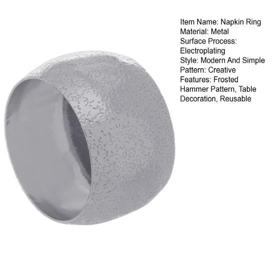 Metal Napkin Ring Golden Silver-color Frosted Hammer Pattern Dinner Napkin Holder Buckle Birthday Wedding Holiday Party Dining Table Decoration