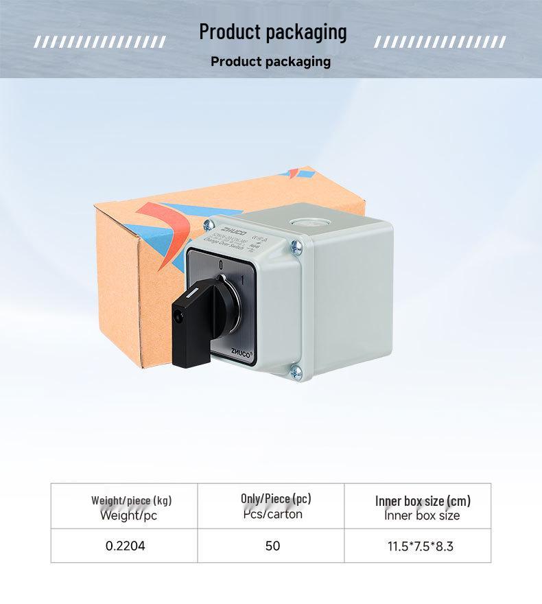 Zhuochao SZW26 Panel 3-Section 2-Position Changeover Switch with Protective Box