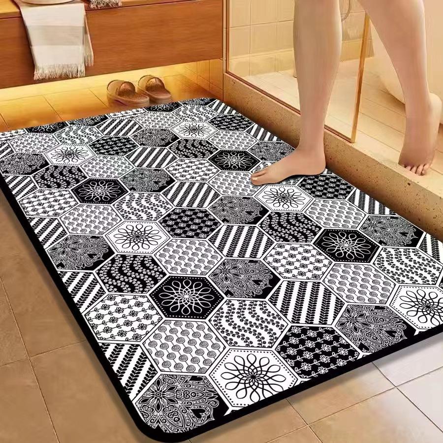 American Flower Diatom Mud Floor Mat, Bathroom Non-Slip And Dirt-Resistant Absorbent Floor Mat, Toilet Quick-Drying And Easy To Take Care Of