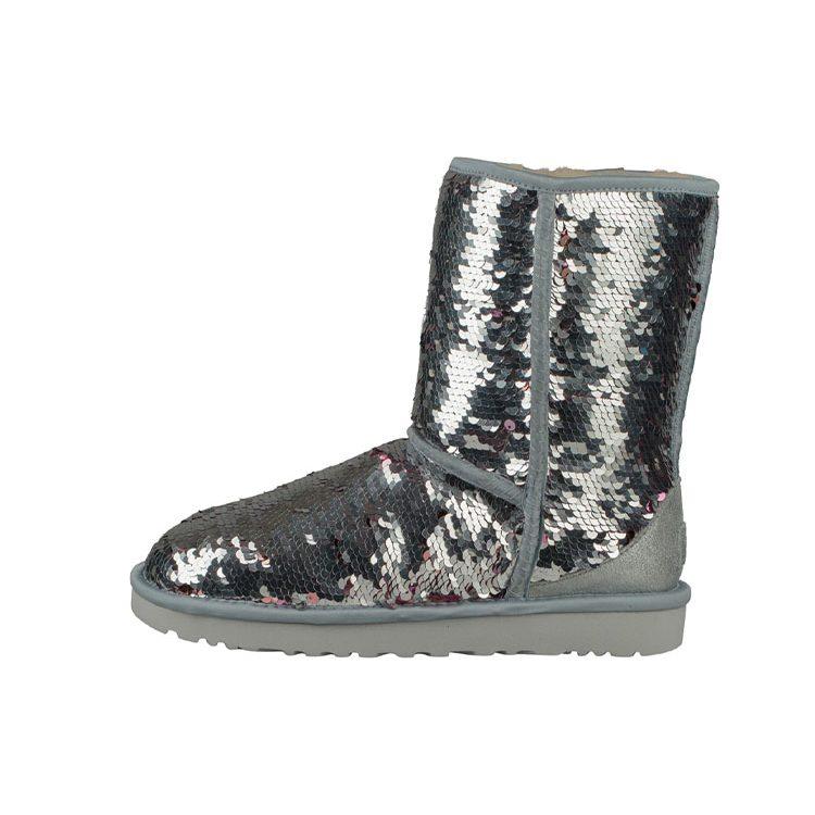 UGG Classic Short Sequin `Silver` Women`s