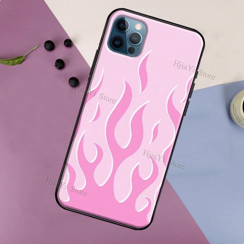 Flame Aesthetic Light Blue Fire Pink Case For iPhone 13 12 11 14 Pro Max 6S 7 8 Plus SE 2020 12 13 Mini X XR XS Max Back Cover