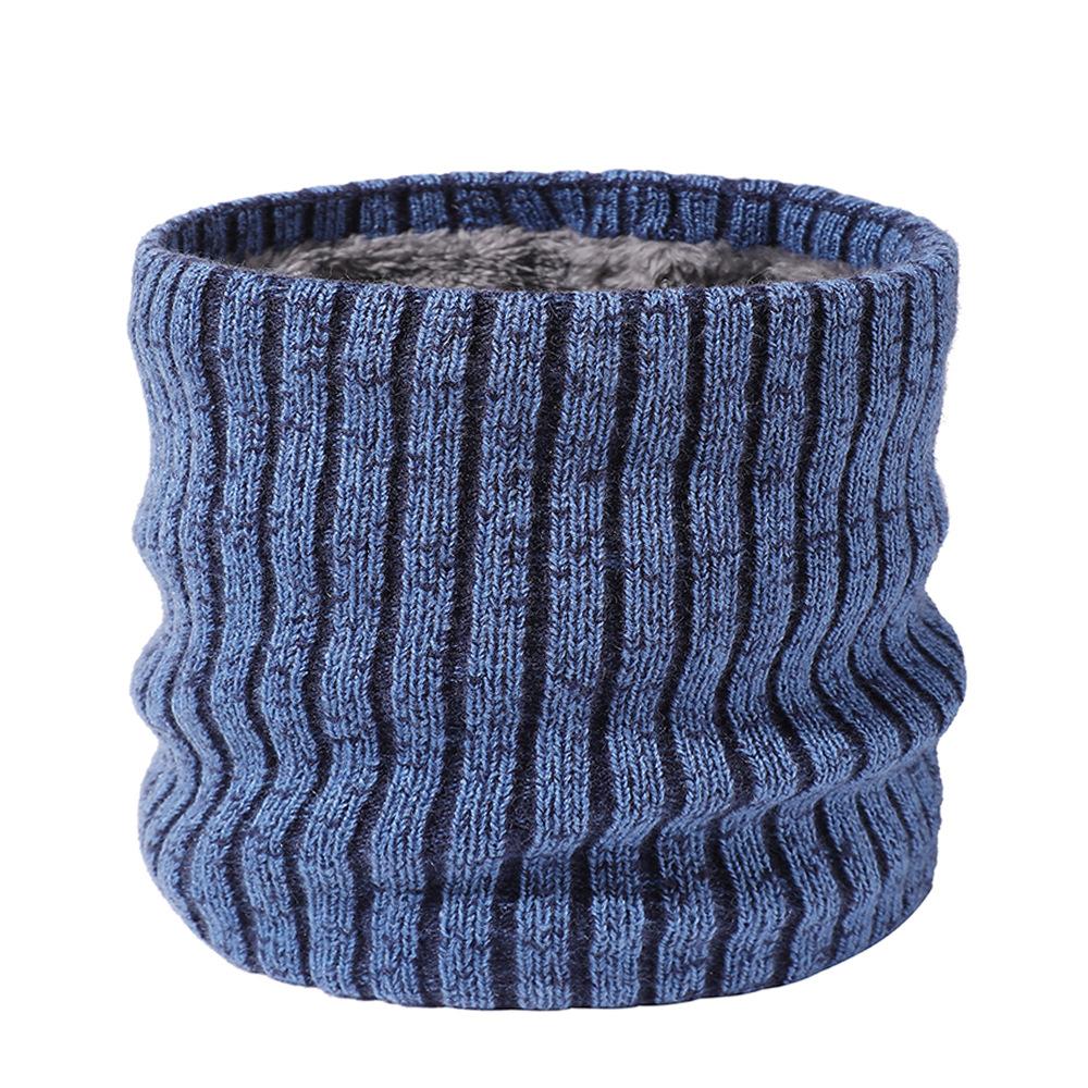 Men and Women's Autumn and Winter Solid Thicken Warm Neck Gaiter Couple's Fashion Striped Knitted Woolen Fleece Lined Neck Warmer