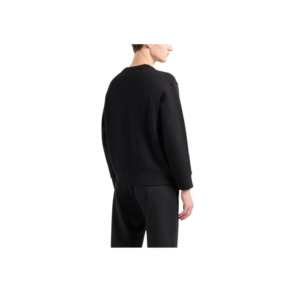 Emporio Armani Ss24 Solid Color Logo Embroidered Crew Neck Long Sleeve Sweatshirt Men sweatshirt Black 3D1M75-1JWPZ-0999