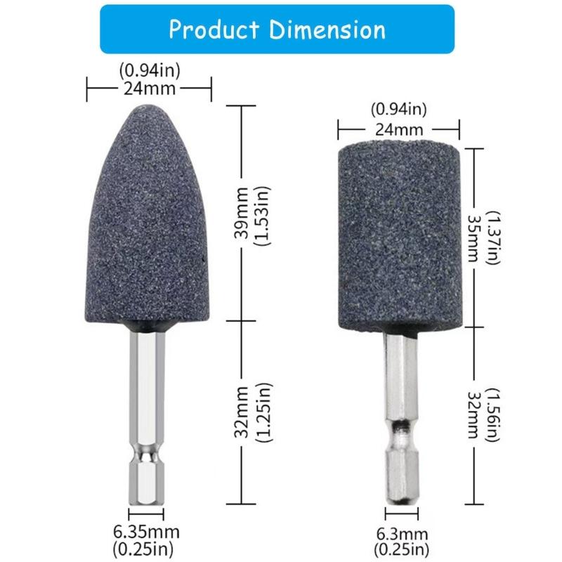 2Pcs Stone Polishing Grinding Wheel Hexagonal Shank Corundum Sharpening Head Drill Tool Machine Metal Grinder Rotating Cone
