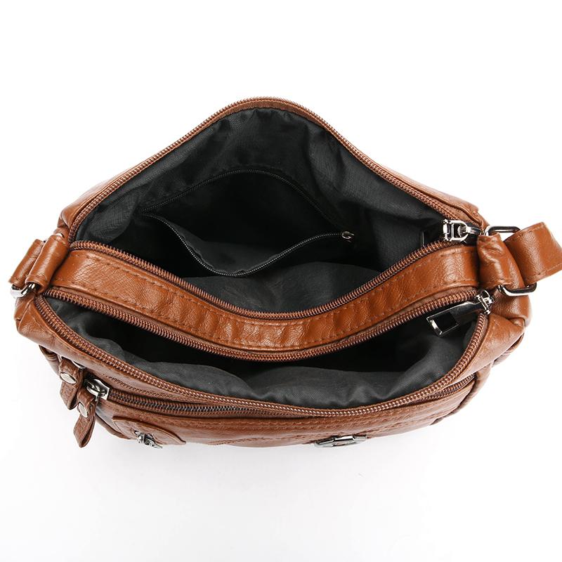 Вінтажна сумка через плече для жінок середнього віку, м'яка шкіряна багатошарова сумка через плече