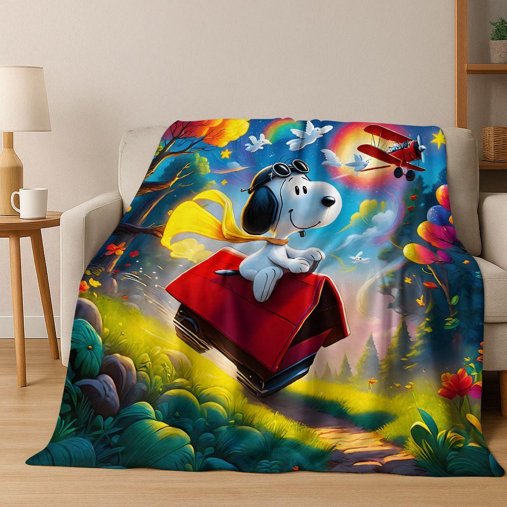 3D Cute Snoopy Dog Peanuts Art Cartoon Flannel Blanket,Cozy Soft Throw Blanket for Home Bedroom Bed Sofa Picnic Cover Gift Kids