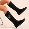 Women's long ankle boots, girls' fashionable and comfortable high-calf canvas boots, suitable for attending parties and daily outings
