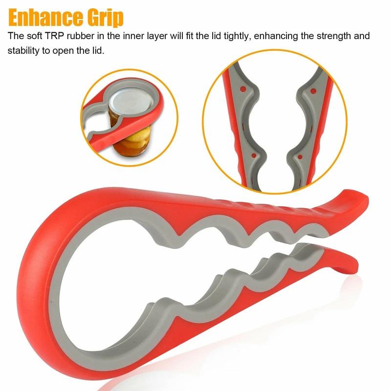 Bottle Opener, Cap Screw, Multifunctional 4 In 1 Universal Kitchen Plastic Can Anti Slip Cap Opener, Beer Opener, Etc