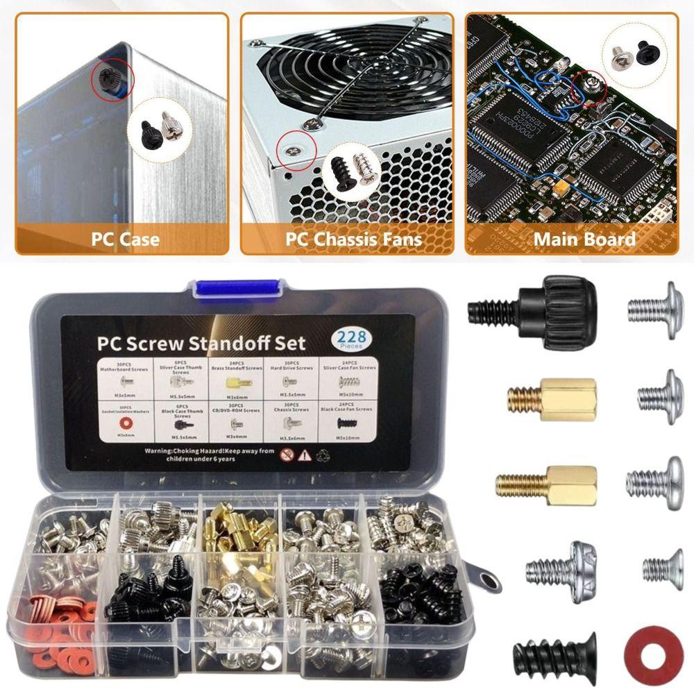 228pcs Computer Repair Bolt Assortment Kit Hardware Tools Washer Assortment Kit  Computer DIY