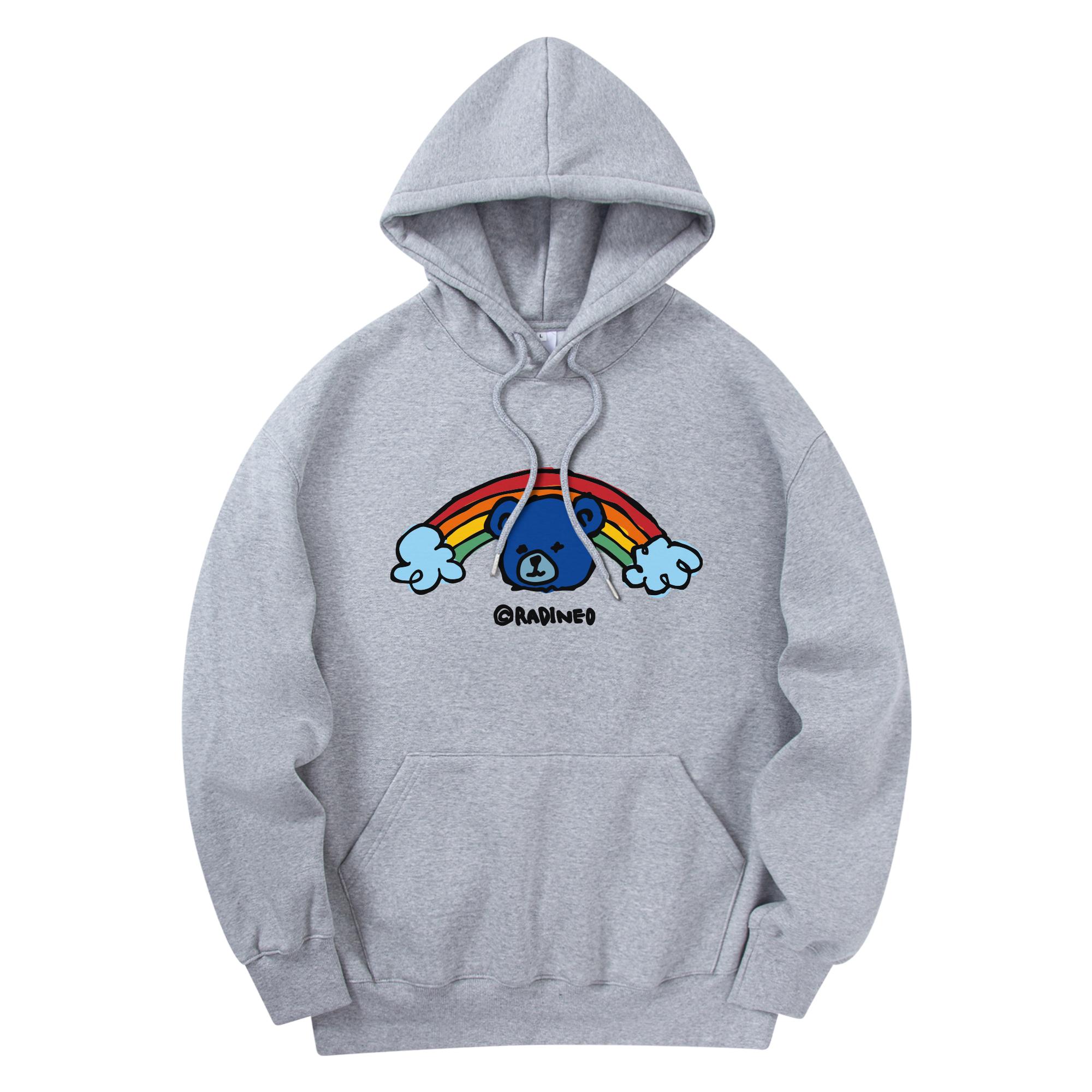 Radineo Rainbow Bear Hoodie Grey Gray (Gray)/L