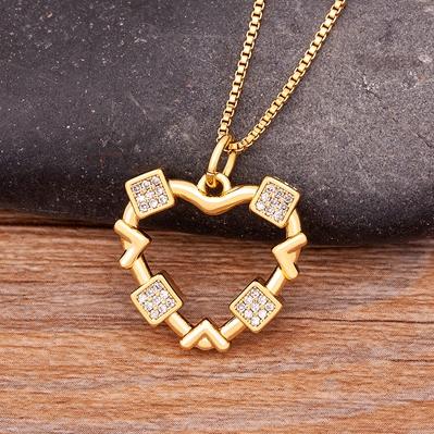 

Nidin Romantic Simple Heart-shaped Necklaces Exquisite Crystal Zircon Pendant Gold Plated Clavicle Chain Women s Wedding Jewelry
