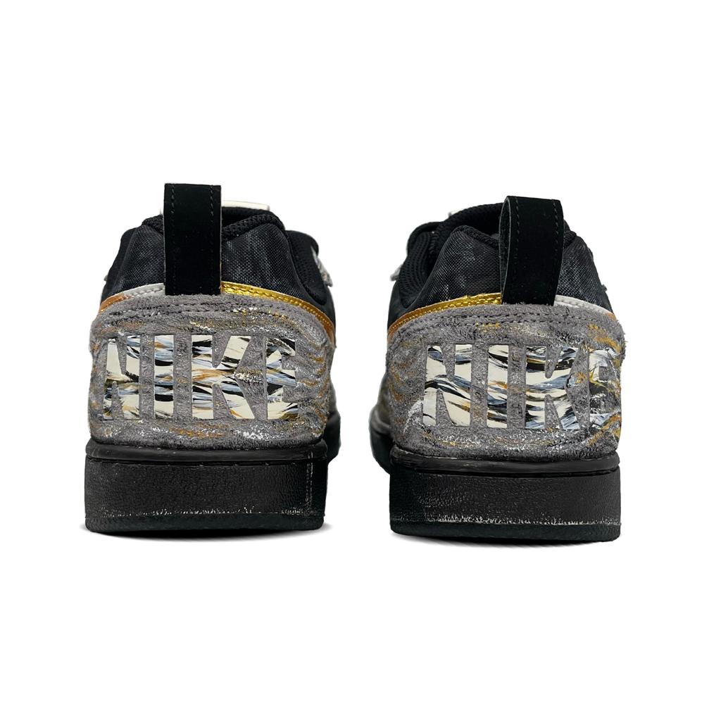 Nike Court Borough Low Top Skateboard Shoes Men's Black Gold 844881-005(Team11-)