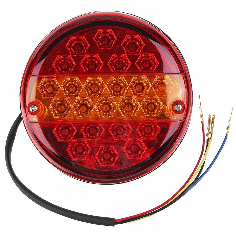 1pcs 25LED 12V 24V Universial Car Tail Light Rear Stop Indicator Brake Light Round Signal Trailer Truck Caravan Van Lorry