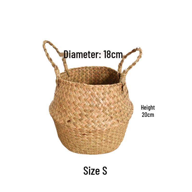 Nordic Minimalist Seagrass & Rattan Handwoven Flower Baskets - For Artificial Plants & Storage, Available In Various Sizes
