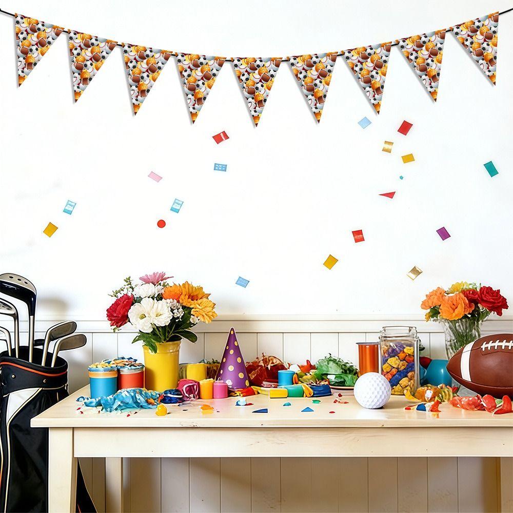 15pcs DIY Baseball Birthday Banners Easy To Install Pre-Assembled Sports Theme Banner Paper Football Cutout Pennant