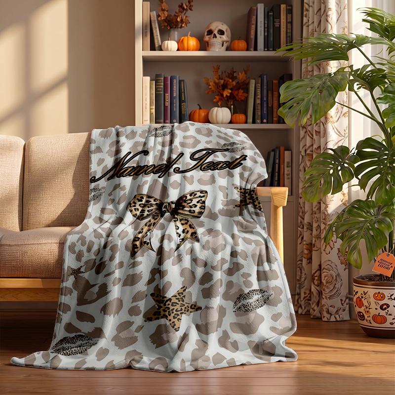Trendy Leopard Print Custom Flannel Blankets Soft Warm Cozy Throws for Home Decor Holiday Gifts