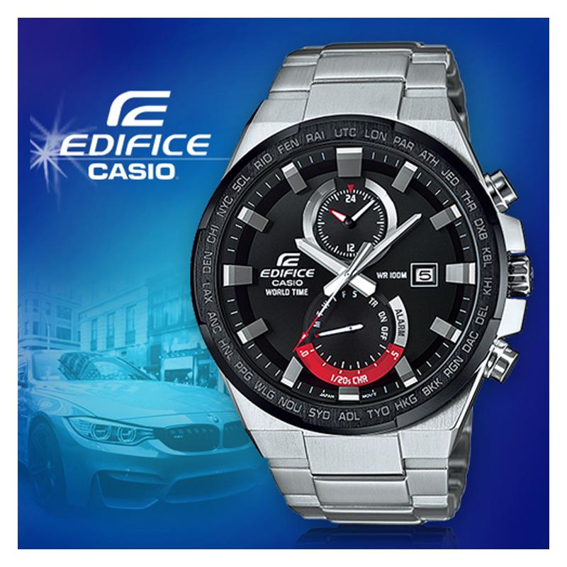 Casio EDIFICE series chronograph watch world time display quartz movement stainless steel strap Japanese and Korean watch men's watch EFR-542DB-1A