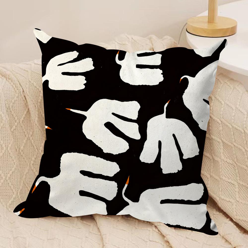 Art Abstract Illustration Cushion Cover Soft Plush Fabric Double-Sided Printed Sofa Cushion Cover for All Seasons Home DecorGift
