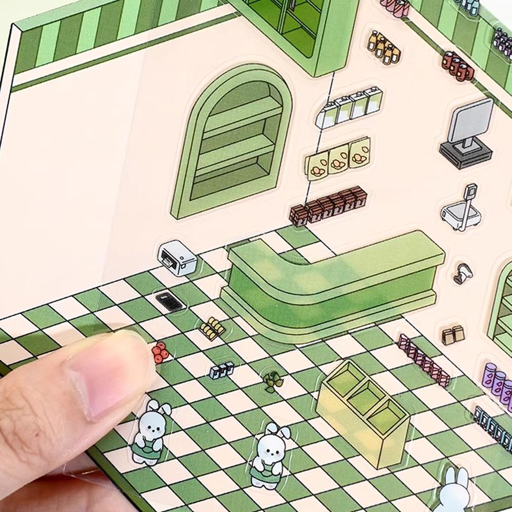 3D Landschaftsaufkleber Cartoon Miniatur-Szene Visuelles Stapeln Dreidimensionale Aufkleber Weihnachtsgeschenk für Kinder