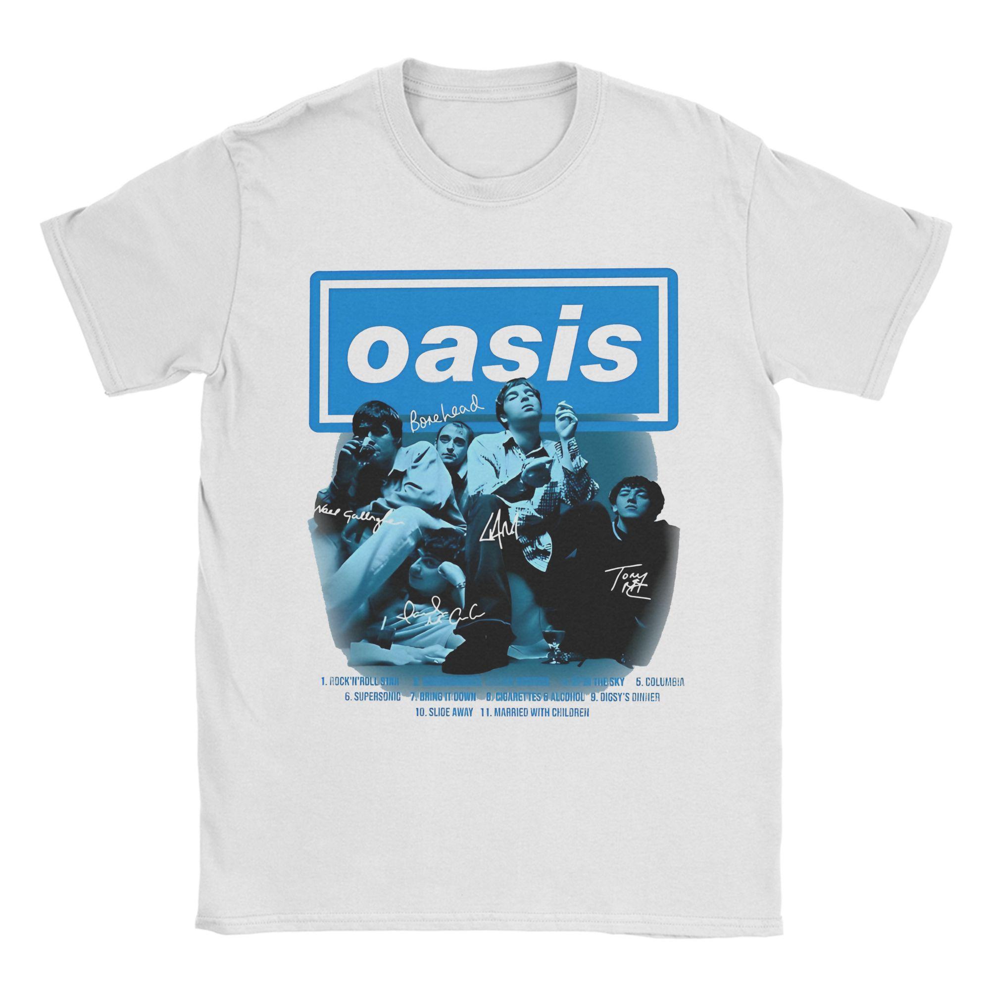 O-Oasis 90’s Music Rock T-Shirt Men s Cotton Tops Shirts Hip Hop O-neck Short Sleeve S
