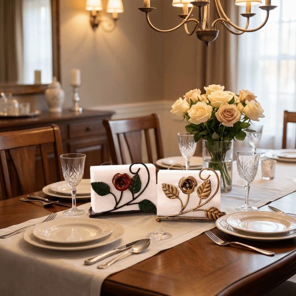 Rose Vertical Napkin Dispenser Hollowed-out Design Paper Towel Container  Kitchen