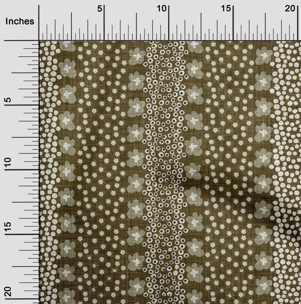 oneOone Cotton Flex Dark Olive Green Fabric Floral  Sewing Material Print Fabric By The Yard 40 Inch