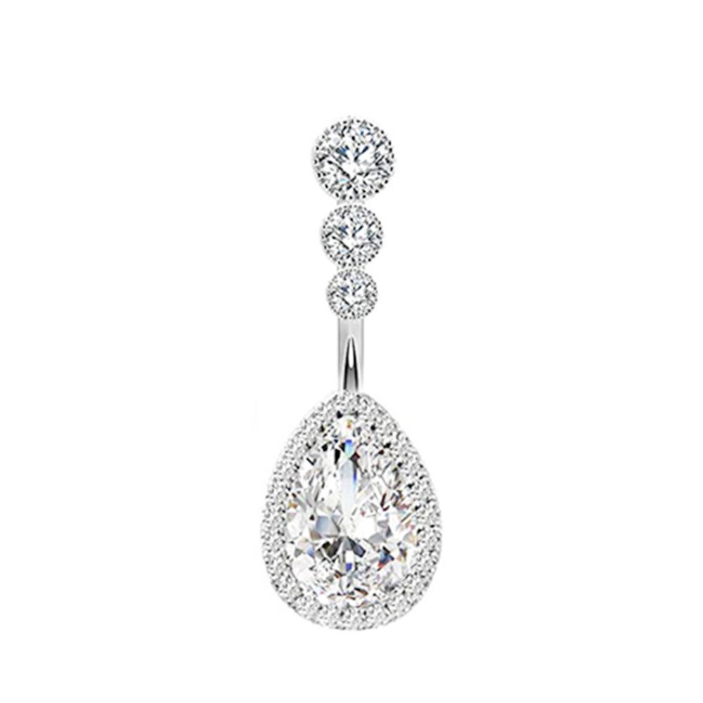 Women Clear Zircon Surgical Steel Belly Bars Body Piercing Jewelry Navel Rings Belly Button Rings