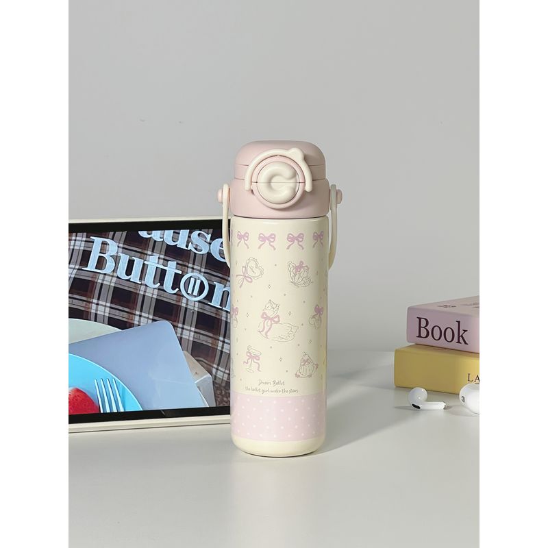 Cute Large-Capacity Thermos Cup for Girls, High-Looking New Model, 316 Stainless Steel Water Cup with Straw, Portable Cup