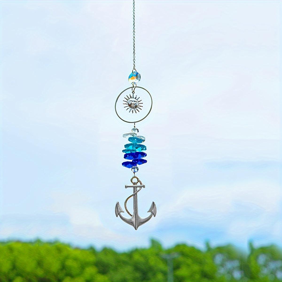 

1pc alloy ship wheel boat anchor crystal pendant garden sun catcher pendant home crystal wind chime decorative charm