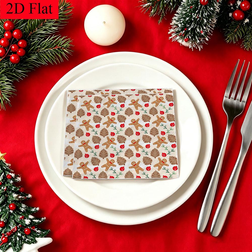 20pcs Disposable Napkins with Christmas Candy Pattern Print for Wedding,Parties,and Daily Use for Thanksgiving Fall Christmas Table Decoration