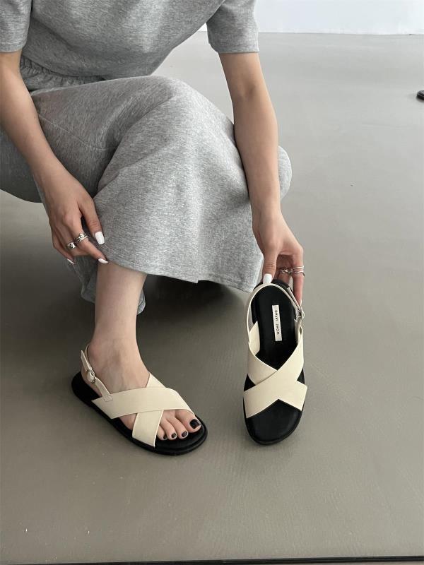 Fashion Comfort Shoes for Women Beach Sandals Open Toe Summer Heels Cross Flat Peep Girls Gladiator 2025 Fashion New Rome Scandals Casua