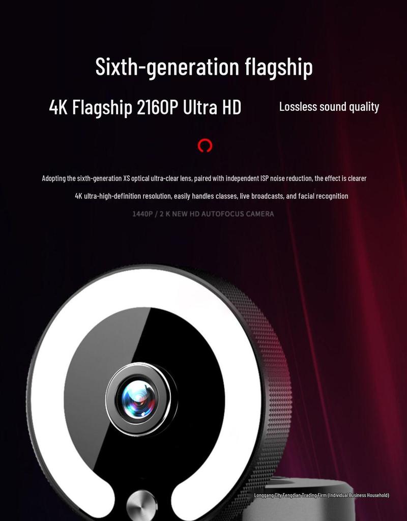 4K HD Webcam with Microphone & Beauty Fill Light for Laptops & Desktops