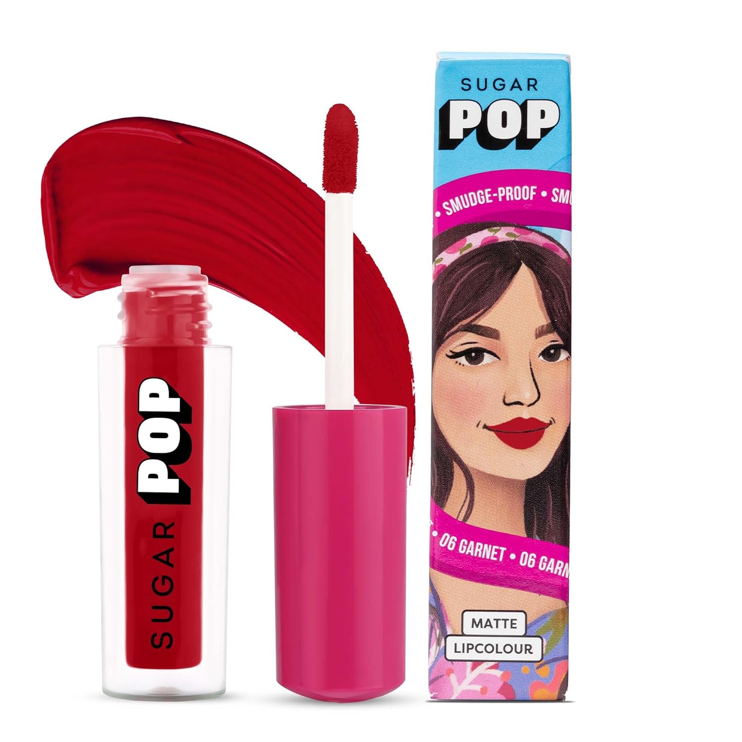 Sugar Pop Matte Liquid Lipstick 06 Garnet Wine 1.6 ml Long Lasting Smudge Proof High Pigment Lip Colour For Women