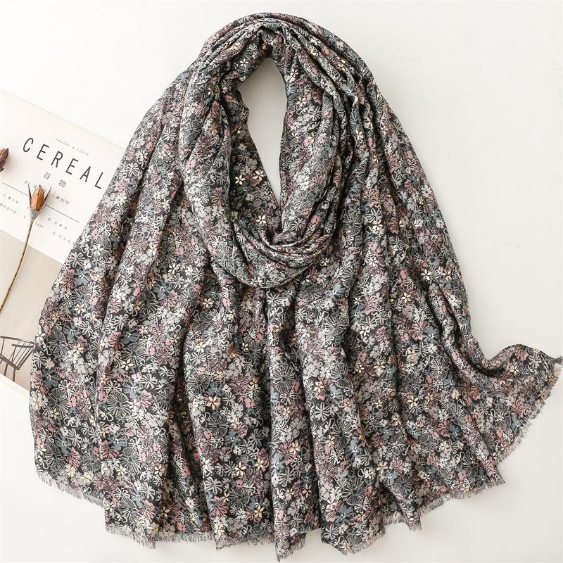 Winter Lurex Glitter Polka Floral Fringe Viscose Shawl Scarf Lady High Quality Print Soft Pashmina Stole Bufandas Muslim Hijab