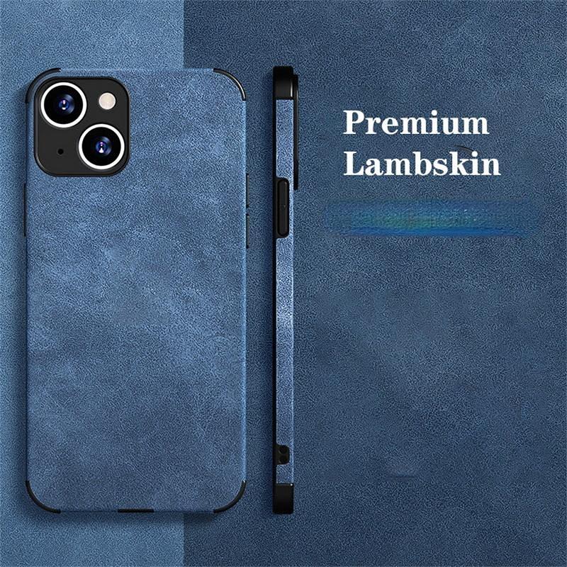 

Защита камеры Ударопрочный мягкий чехол для iPhone 14 13 Pro Max 12 11 XR XS 8 7 Plus Сплошной цвет Кожаная кожа lambskin Чехол для телефона